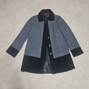 Banana Republic Gray and Black Pea Coat